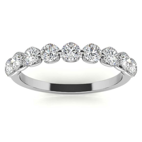 9-Stone 3mm Round Moissanite Stackable Band - Picture 1 of 16